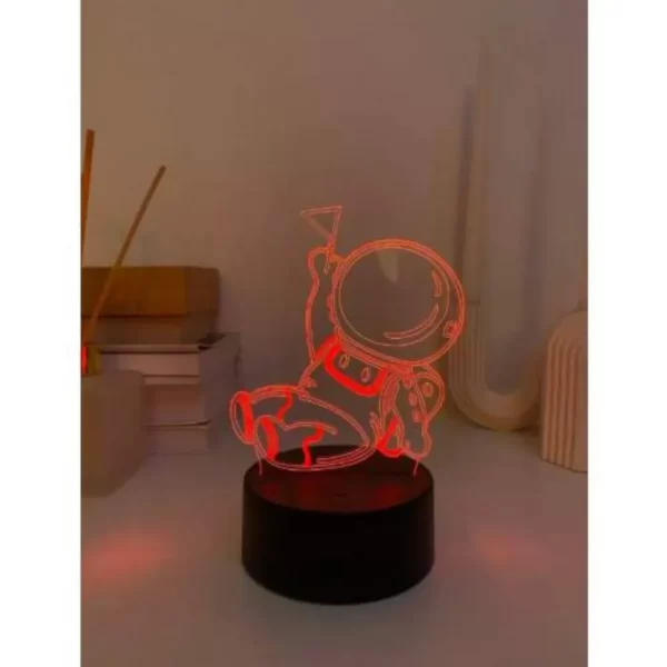 3D светильник Космонавт сидит с флажком